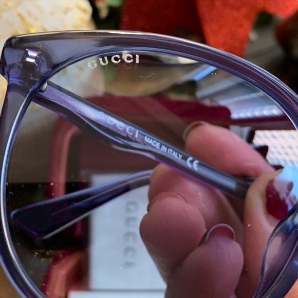 Auth.GUCCI 57 square transparent acetate logo UNISEX sunglasses - Picture 6 of 12